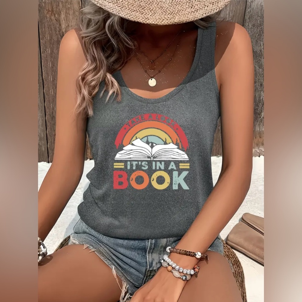 Reading Rainbow tank top gray size M